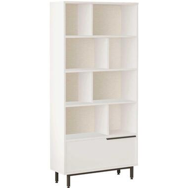 Woody Fashion boekenplank - 100% melamine coating, metalen poten, wit.