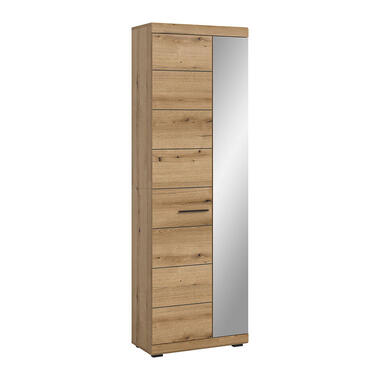 Hioshop Scout kledingkast 1 deur 1 spiegeldeur eik decor
