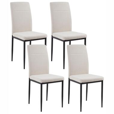 RINER - Eetkamerstoel set van 4 - Lichtbeige - Polyester