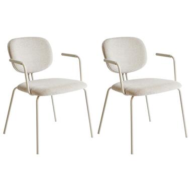 CARILLE - Eetkamerstoel set van 2 - Lichtbeige - Chenille