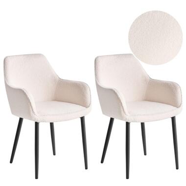 ALDEN - Eetkamerstoel set van 2 - Wit - Bouclé