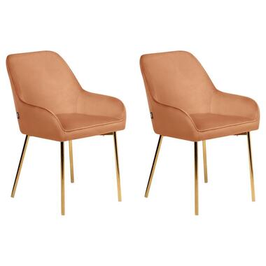 LOVERNA - Eetkamerstoel set van 2 - Oranje - Fluweel