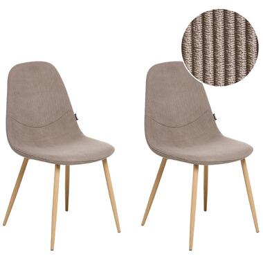 HILDEN - Eetkamerstoel set van 2 - Taupe - Corduroy