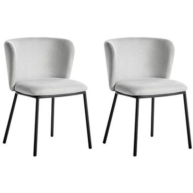MINA - Eetkamerstoel set van 2 - Lichtgrijs - Polyester