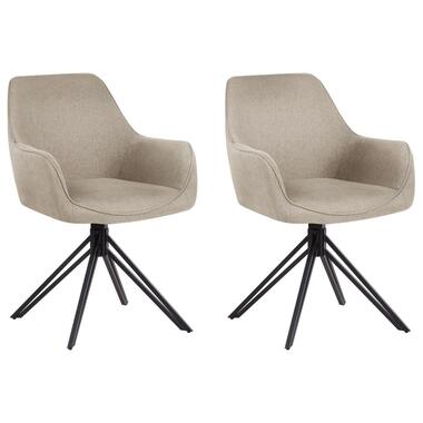 JODAR - Eetkamerstoel set van 2 - Taupe - Stof