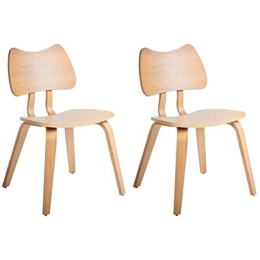 DIANA - Eetkamerstoel set van 2 - Lichtbruin - Rubberhout