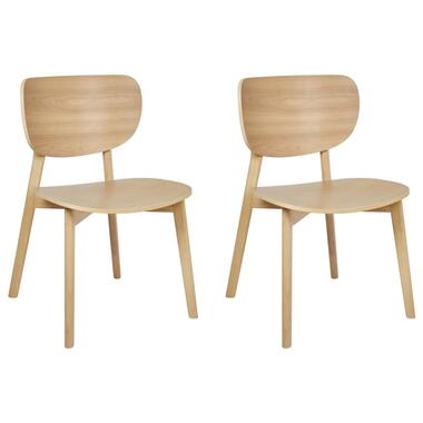 OVERLY - Eetkamerstoel set van 2 - Lichtbruin - Rubberhout