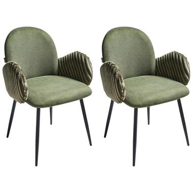 AMITY - Eetkamerstoel set van 2 - Groen - Polyester