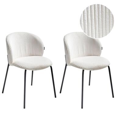 MILES - Eetkamerstoel set van 2 - Gebroken wit - Corduroy