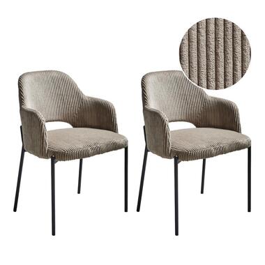 RATON - Eetkamerstoel set van 2 - Taupe - Corduroy