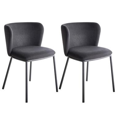 MINA - Eetkamerstoel set van 2 - Zwart - Polyester