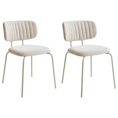 IRINS - Eetkamerstoel set van 2 - Lichtbeige - Chenille