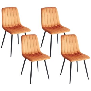 KALISPELL - Eetkamerstoel set van 4 - Oranje - Fluweel