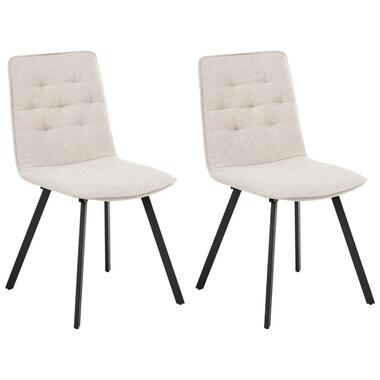 CARVER - Eetkamerstoel set van 2 - Lichtbeige - Stof
