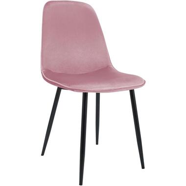 CLP Eetkamerstoel Maryam zwart Frame - Fluweel - roze