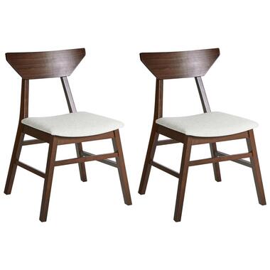 HOPKINS - Eetkamerstoelen set van 2 - Donkerbruin/Beige - Rubberhout