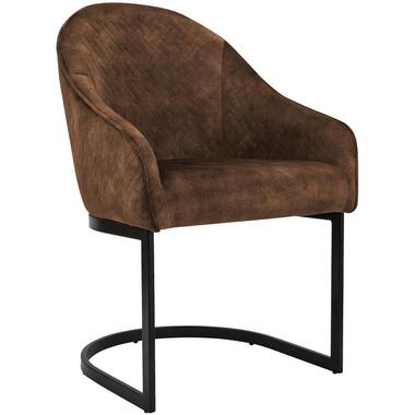 CLP Eetkamerstoel Jarik zwart Frame - Fluweel - koffie