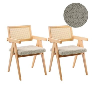 AVA - Eetkamerstoelen set van 2 - Lichtbruin/Taupe - Rubberhout