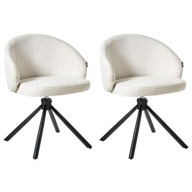 OVALO - Set van 2 eetkamerstoelen - Gebroken wit - Polyester
