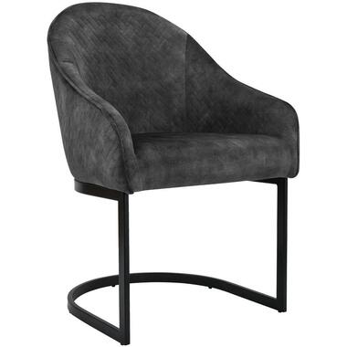 CLP Eetkamerstoel Jarik zwart Frame - Fluweel - donkergrijs