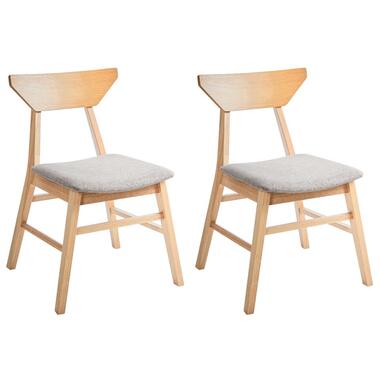 HOPKINS - Eetkamerstoelen set van 2 - Lichtbruin/Taupe - Rubberhout