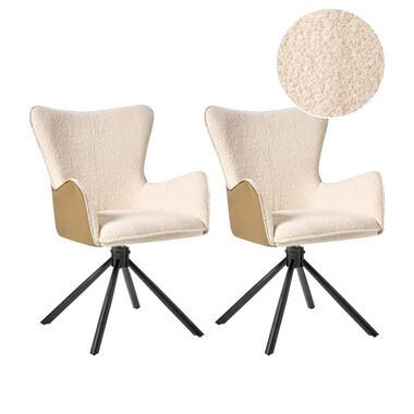 NOVI - Set van 2 eetkamerstoelen - Lichtbeige - Bouclé