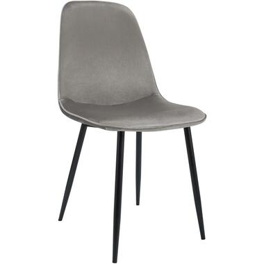 CLP Eetkamerstoel Maryam zwart Frame - Fluweel - licht grijs