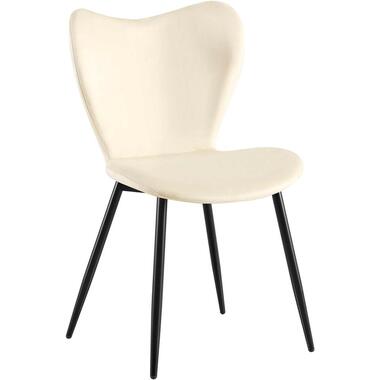CLP Eetkamerstoel Maika zwart Frame - Fluweel - creme