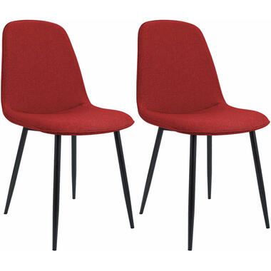 CLP Set van 2 Eetkamerstoel Maryam zwart Frame - Stof - rood
