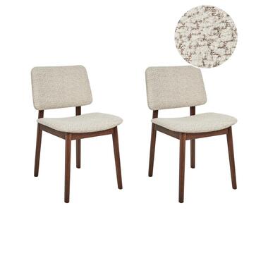 BLANE - Eetkamerstoel set van 2 - Donkerbruin/Beige - Rubberhout