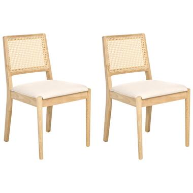 TAMARAC - Eetkamerstoel set van 2 - Lichtbruin - Rubberhout/Kunstrotan