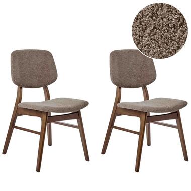 ELAINE - Eetkamerstoel set van 2 - Taupe - Donker hout/Bouclé