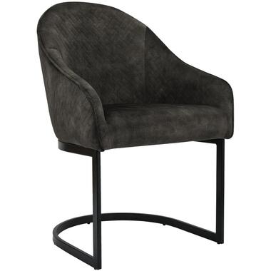 CLP Eetkamerstoel Jarik zwart Frame - Fluweel - donkerbruin