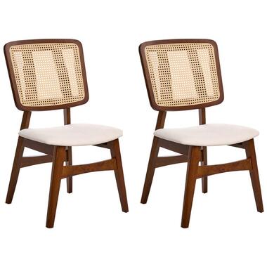 ALCOVA - Eetkamerstoel set van 2 - Donkerbruin - Rubberhout/Polyester