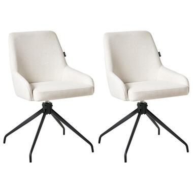 JENNER - Set van 2 eetkamerstoelen - Gebroken wit - Polyester