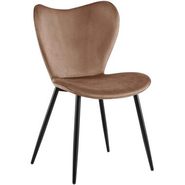 CLP Eetkamerstoel Maika zwart Frame - Fluweel - bruin