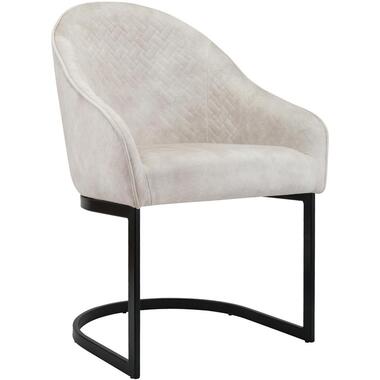 CLP Eetkamerstoel Jarik zwart Frame - Fluweel - creme