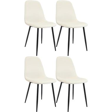 CLP Set van 4 Eetkamerstoel Maryam zwart Frame - Fluweel - creme