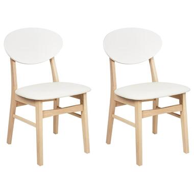 AMERY - Eetkamerstoel set van 2 - Off-white - Rubberhout