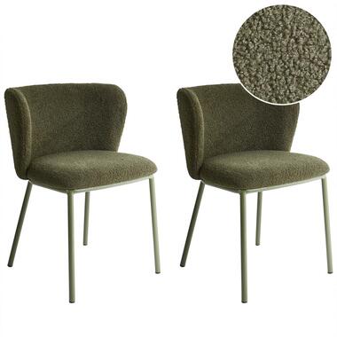 MINA II - Eetkamerstoel set van 2 - Donkergroen - Boucle