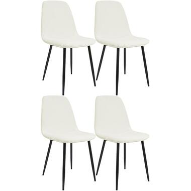 CLP Set van 4 Eetkamerstoel Maryam zwart Frame - Stof - creme