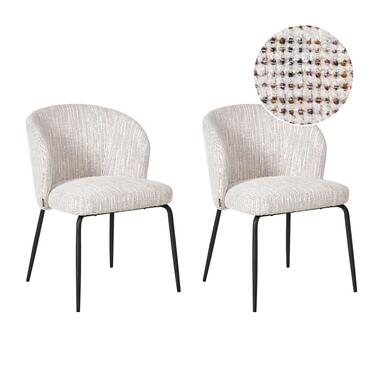 ZANA - Eetkamerstoel set van 2 - Wit/Meerkleurig - Polyester