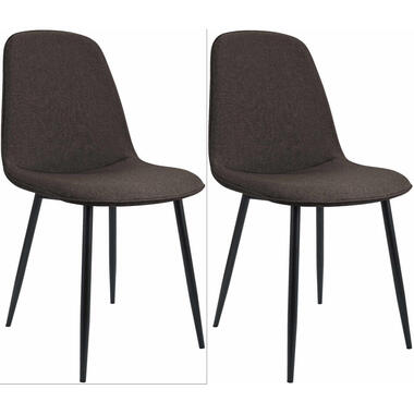 CLP Set van 2 Eetkamerstoel Maryam zwart Frame - Stof - bruin