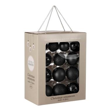 Mica Decorations Kerstballen Set - 26 Stuks - Ø7 cm - Glas - Zwart