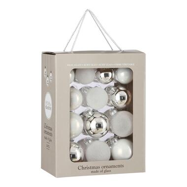 Mica Decorations Kerstballen Set - 26 Stuks - Ø7 cm - Glas - Wit