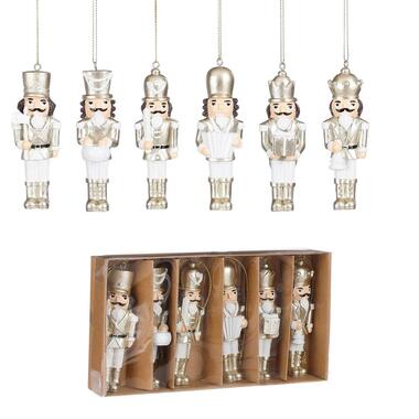 Mica Decorations Kerst Ornament Notenkraker - Set 6 stuks - Goud