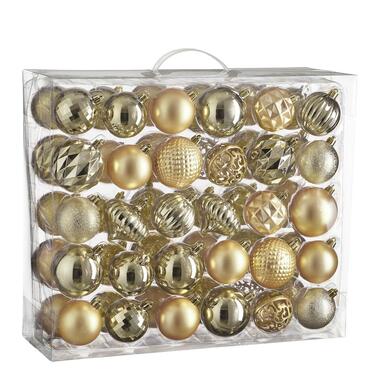 Mica Decorations Kerstballen Set - 60 Stuks - Champagne