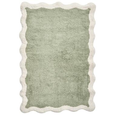 NANGAL - Badmat - Groen/Beige - 60 x 90 cm - Katoen
