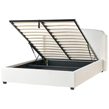 BERNAY - Bed opbergruimte - Gebroken wit - 160 x 200 cm - Polyester