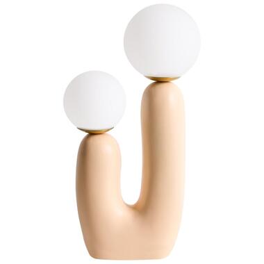 TULUN - Tafellamp - Beige - Glas